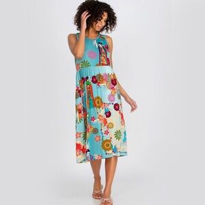 Johnny Was Kingyo Sleeveless Dress – Geisha Print – Size M